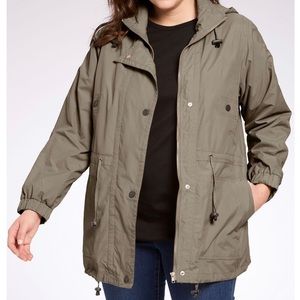 Woman Within Tan Rain Jacket with fleece liner